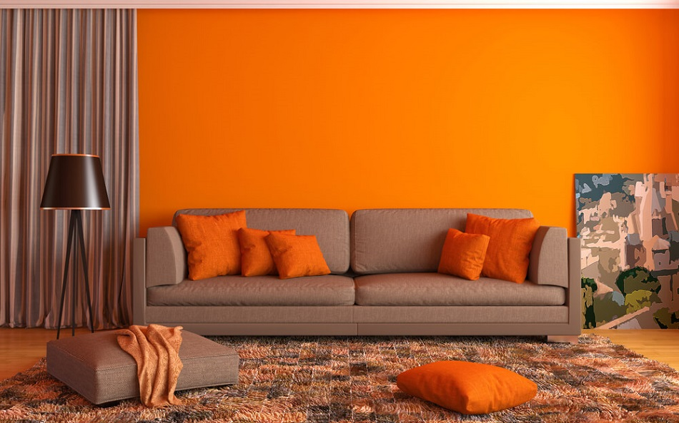kombinasi cat rumah warna cream dan orange